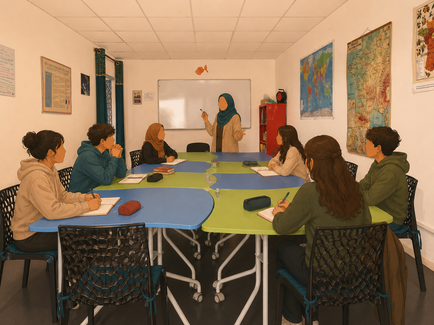 Cours collectif dans la salle de formation du Café Social 57